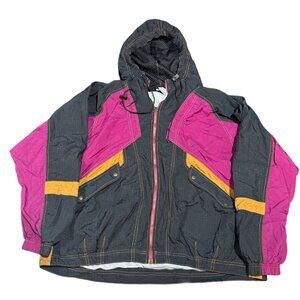 Nike Windbreaker Jacket Womens Size Large L Full Zip‎ Black Red  Retro |F1